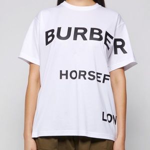 BURBERRY Oversized Horseferry Print Cotton Tee White